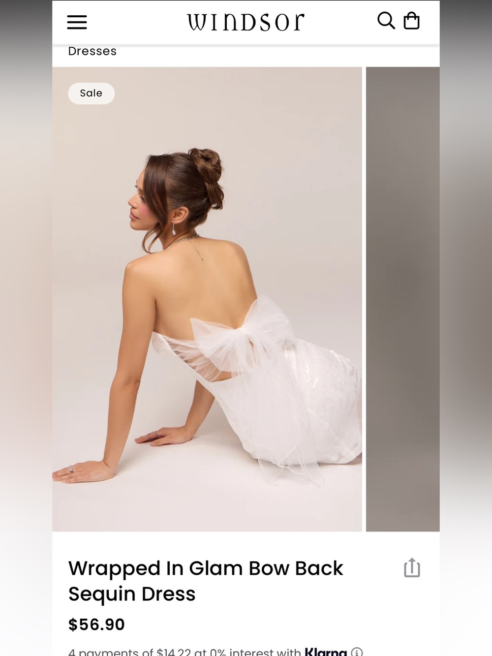 Windsor Wrapped In Glam Bow Back Mini Dress NWT